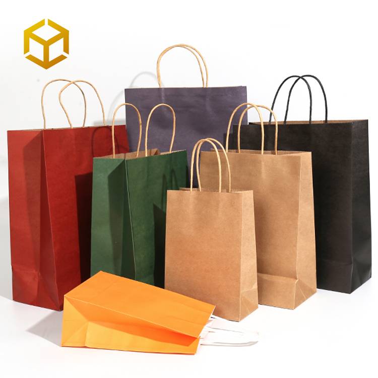 Stock Low Moq Bags For Sale Coloured Take Away Craft Recycle Packaging Coffee Takeout Customised Printed Kraft Paper Bag